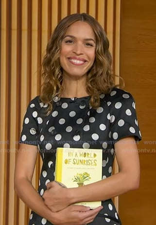Cleo Wade's black polka dot jacket and pants on Good Morning America