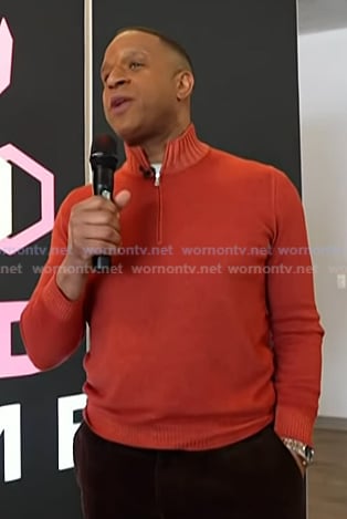 Craig's orange quarter-zip sweater on Today