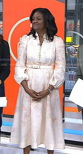 Dr. Angela Lamb's pink floral belted midi dress on Today