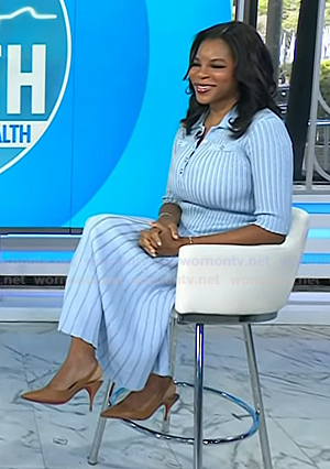 Dr. Michelle Henry's blue ribbed polo dress on Today