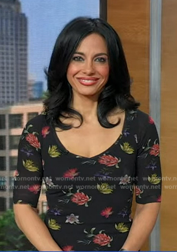 Dr. Tara Narula's black floral short sleeve dress on Good Morning America