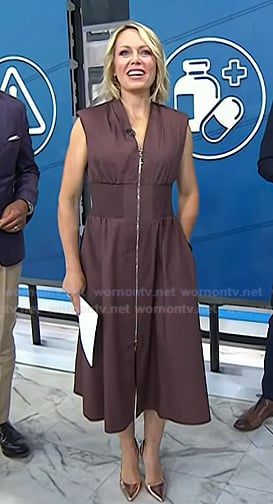 Dylan's brown zip front v-neck dress on Today