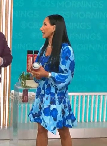 Elizabeth Werner's blue floral dress on CBS Mornings