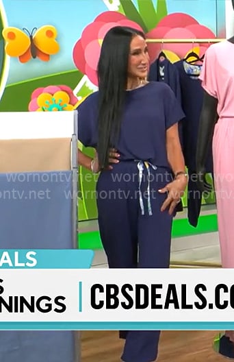 Elizabeth Werner's blue lounge set on CBS Mornings