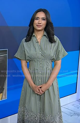 Emilie's green striped eyelet shirtdress on Today