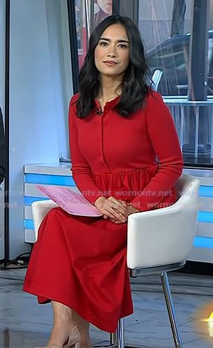 Emilie's red button front midi dress on Today