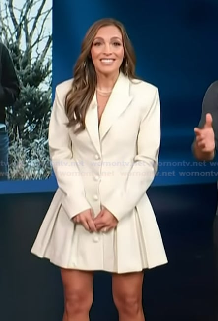 Emily's white mini blazer dress on Access Hollywood