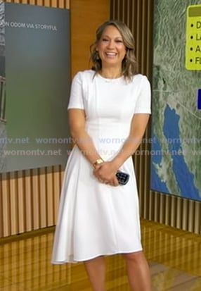 Ginger's white asymmetric dress on Good Morning America