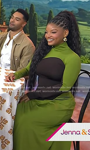 Halle Bailey's green and brown maxi dress on Today