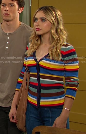 Holly's striped ribbed cardigan on Days of our Lives