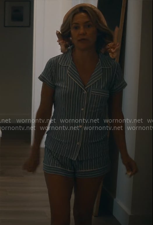 Isla's blue striped pajamas on Running Point