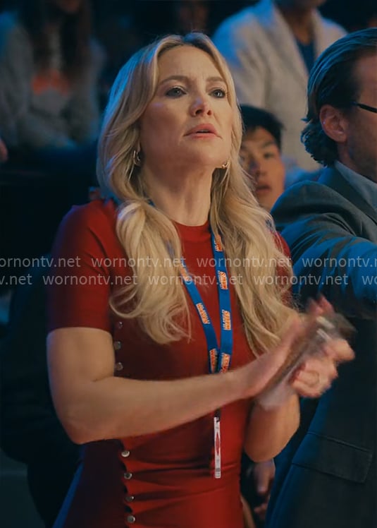 Isla's red side-button dress on Running Point
