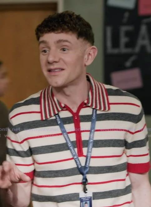 Jacob's striped polo on Abbott Elementary