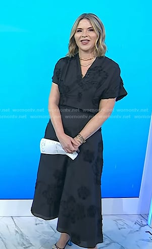 Jenna's black embroidered v-neck top and skirt on Today
