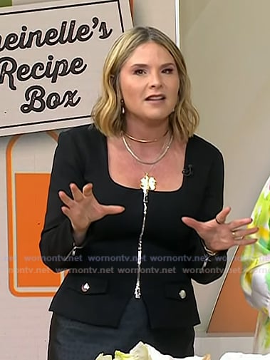 Jenna's black squre neck zip front top on Today