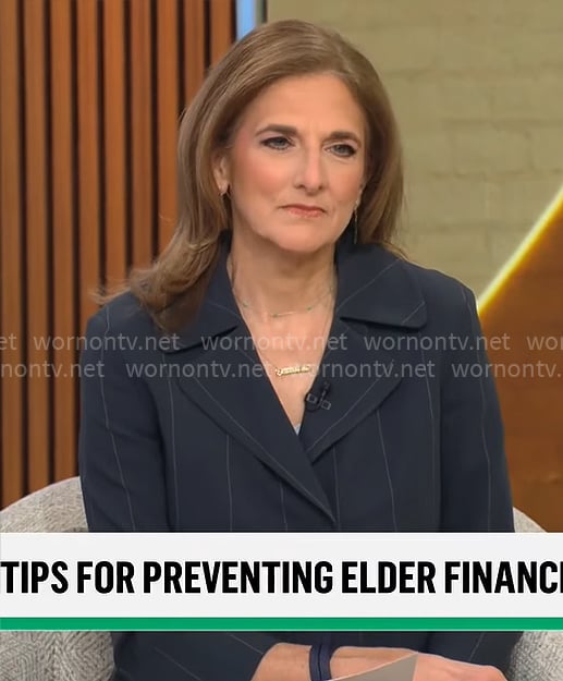 Jill Schlesinger's pinstripe jacket on CBS Mornings