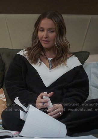 Jo's black chevron half-zip sweatshirt on Greys Anatomy