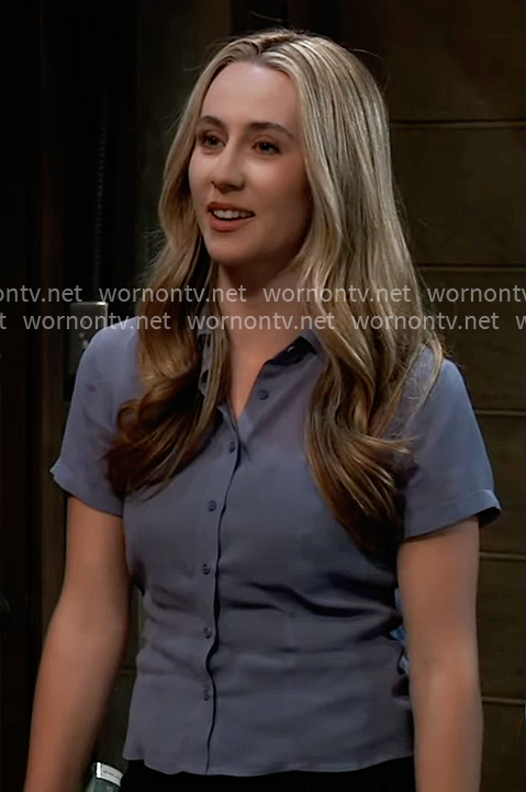 Josslyn's blue button front top on General Hospital