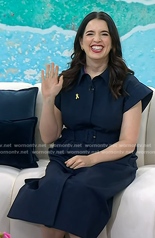 Kate Bowler's navy belted dress on Today
