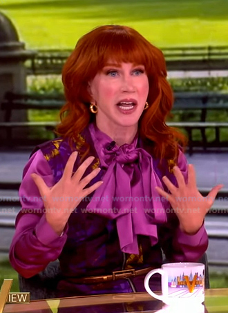 Kathy Griffin's purple print zip dress on The View