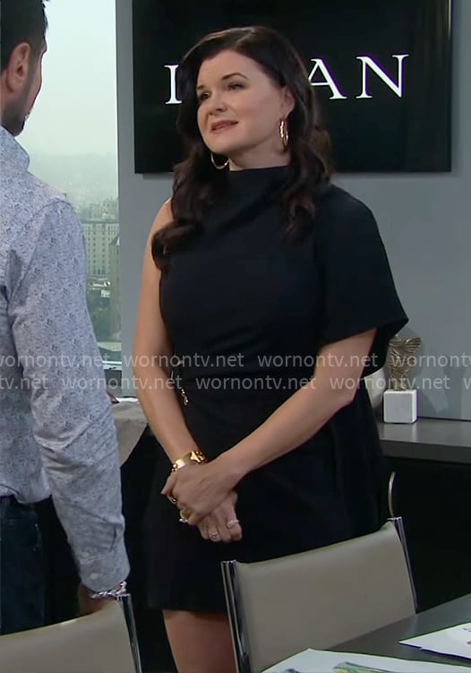 Katie's black asymmetric mini dress on The Bold and the Beautiful
