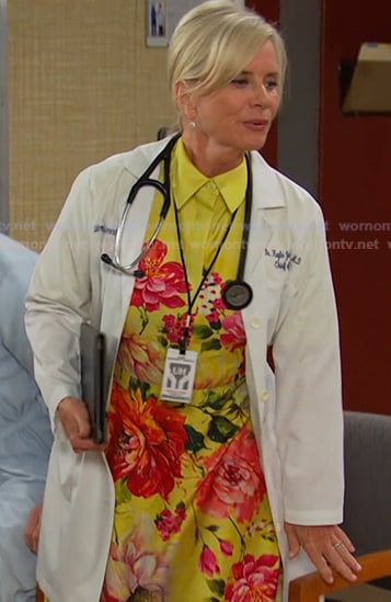Kayla's yellow floral shirtdress on Days of our Lives