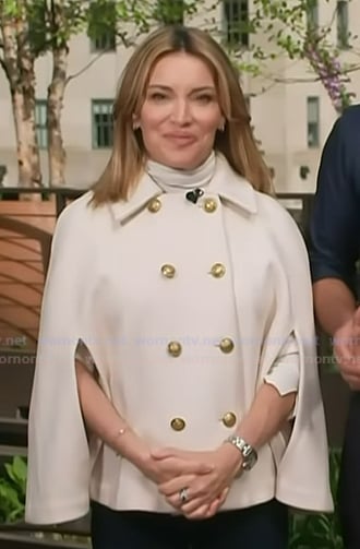 Kit's ivory double breasted cape on Access Hollywood