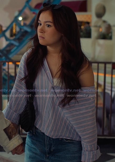 Kitty's blue striped blouse on XO Kitty
