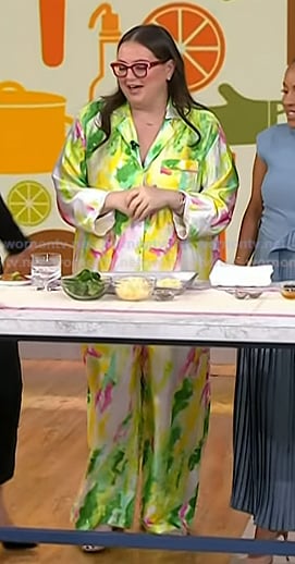 Krissy Downey's print silk shirt and pants on Today
