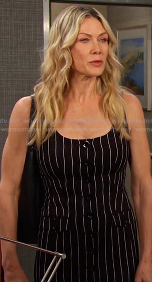 Krsiten's black pinstripe dress on Days of our Lives