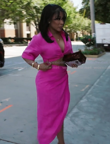 K's pink crop top and skirt on The Real Housewives of Atlanta