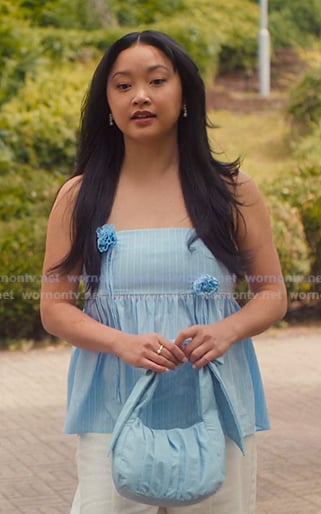 Lara's blue pinstripe cami top on XO Kitty