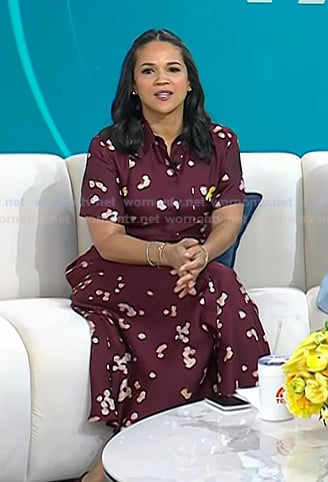 Laura's burgundy floral print shirtdress on Today