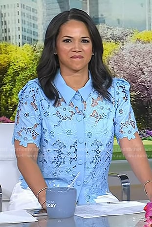 Laura's light blue floral lace top on Today