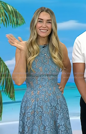 Lauren Conrad's blue floral lace midi dress on Today