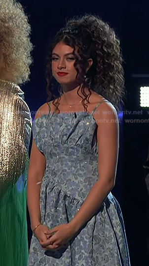 Liv Ciara's blue floral ruffle dress on The Voice