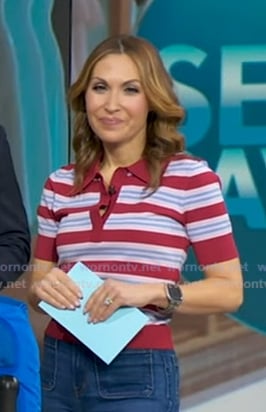 Lori's red stripe polo top on Good Morning America