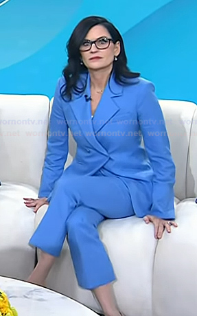Mary Claire Haver's blue double breasted blazer and pants on Today
