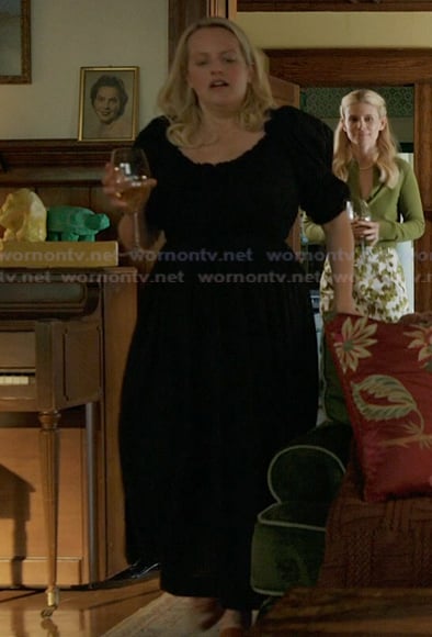 Mary's black smocked dress on Imperfect Women