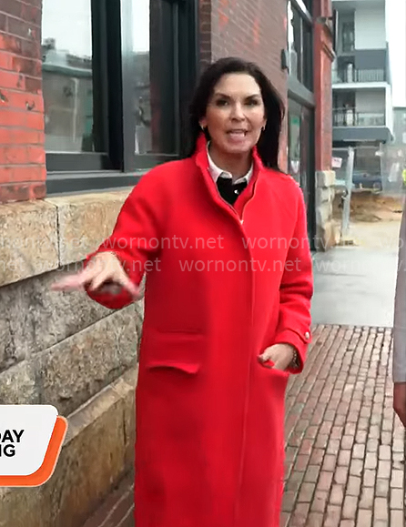 Meg Oliver's red coat on CBS Mornings