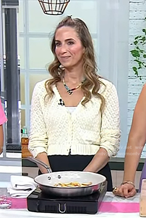 Melissa Ben-Ishay's white pointelle heart cardigan on Today