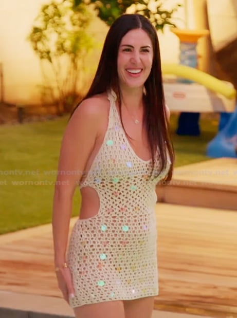 Michelle's sequin crochet knit mini dress on The Valley