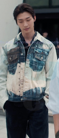 Min's patchwork denim jacket on XO Kitty