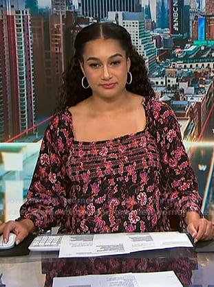Morgan's black floral smocked dress on NBC News Daily