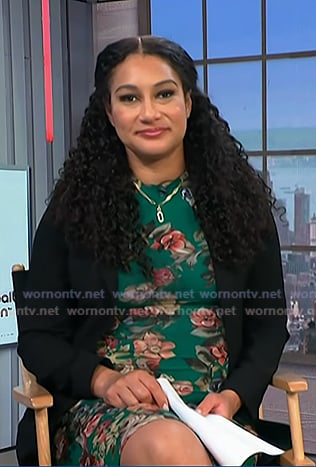 Morgan's green floral fitted dress on NBC News Daily