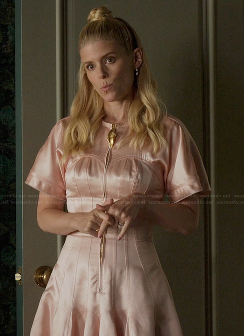 Nancy's pink zip front dress on Imperfect Women