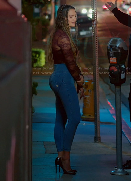 Natalie's burgundy lace bodysuit on The Valley