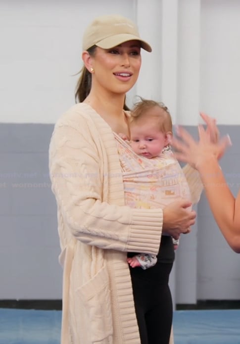 Nia's beige cable knit cardigan on The Valley
