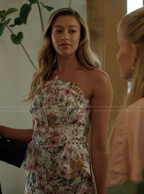 Piper's floral lace peplum dress on Imperfect Women