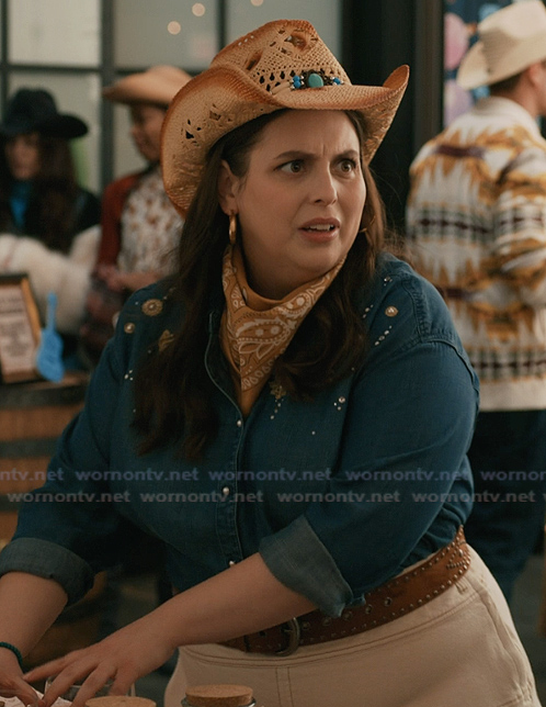 Rachel's embellished denim shirt on Elsbeth